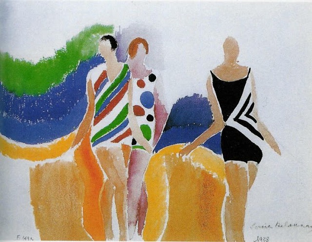 Les filles en maillot de bain. Acuarela sobre papel. 1928