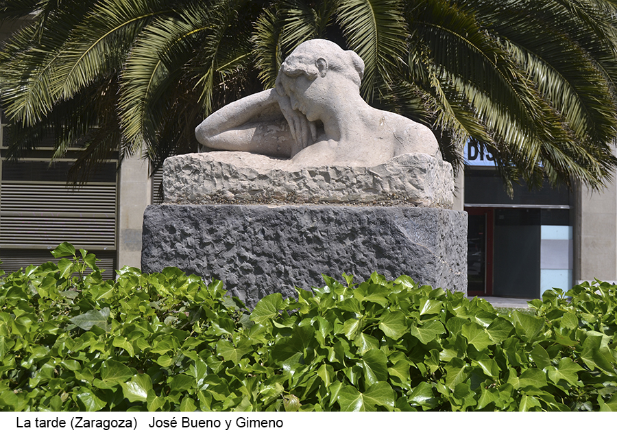 La tarde, Zaragoza. Escultura pública de José Bueno y Gimeno